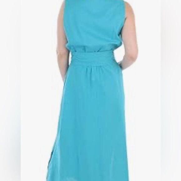 ANNE KLEIN Vera Tie Front Dress Calypso Turquoise Blue Sz 1X VNeck Sleeveless - Picture 3 of 15